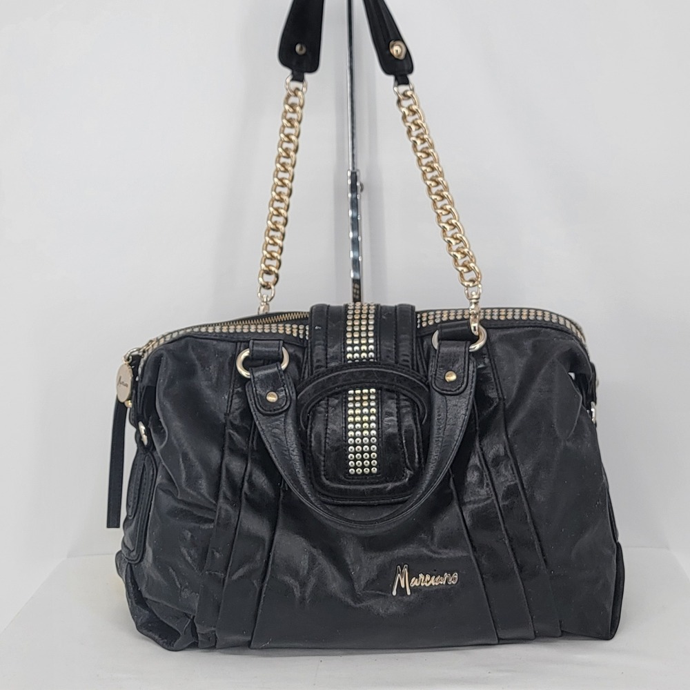 Marciano Guess Black Leather Studded Satchel Chain Strap Shoulder Bag Rocker